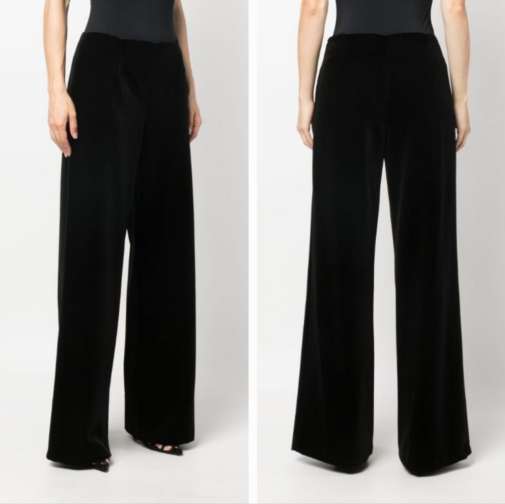 Black Velvet Wide Leg Dressy Pants By Notations. Size M